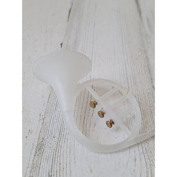 Clear frosted horn Trumpet ornament Xmas decor - Picture 3 of 5
